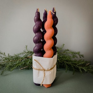 Wide Twist Advent Candles Set - 100% Beeswax