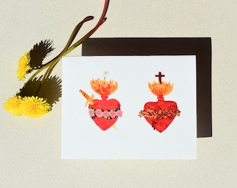 Sacred Heart Immaculate Heart Card