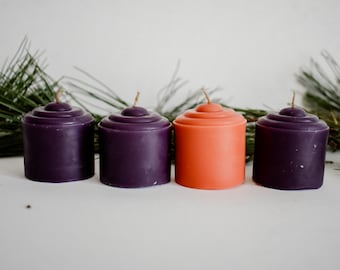 100% Beeswax Votive Advent Candles Mini - set of 4