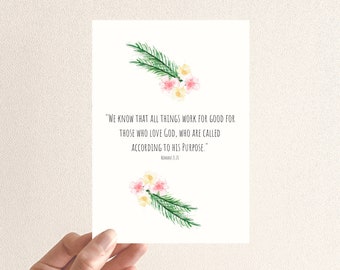 Blank Greeting card - tropical, Romans 8:28