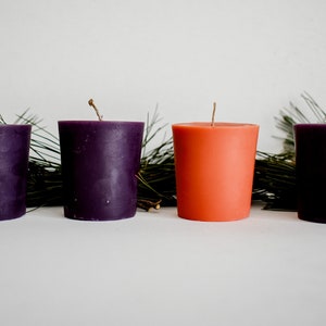 PRESALE 100% Beeswax Votive Advent Candles - set of 4