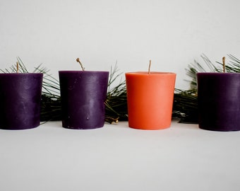 100% Beeswax Votive Advent Candles - set of 4