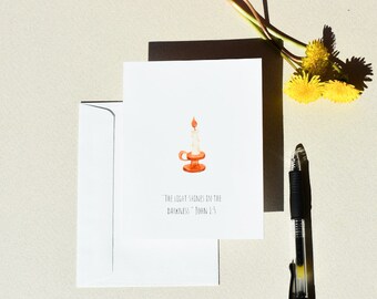 Light shines in the darkness Card - Candle card