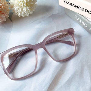 Pretty Blue Light Reading Glasses For Women | Premium Quality, Pastel Purple Color, Oversized Frame, 54mm, Light Weight, Gift for Mom/Her