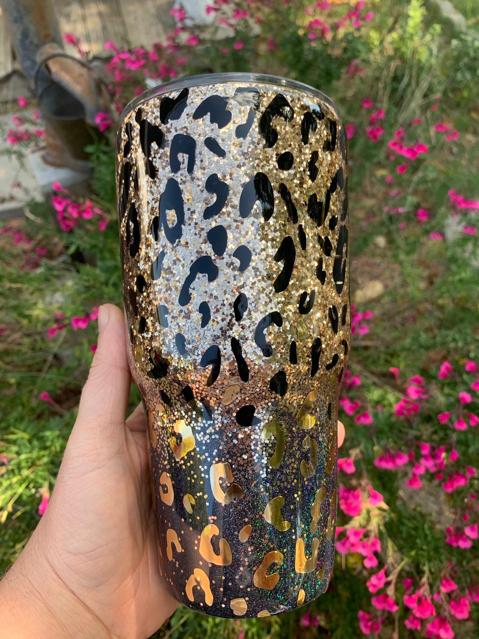Leopard Print Tumbler Leopard Tumbler Black Leopard Print Etsy
