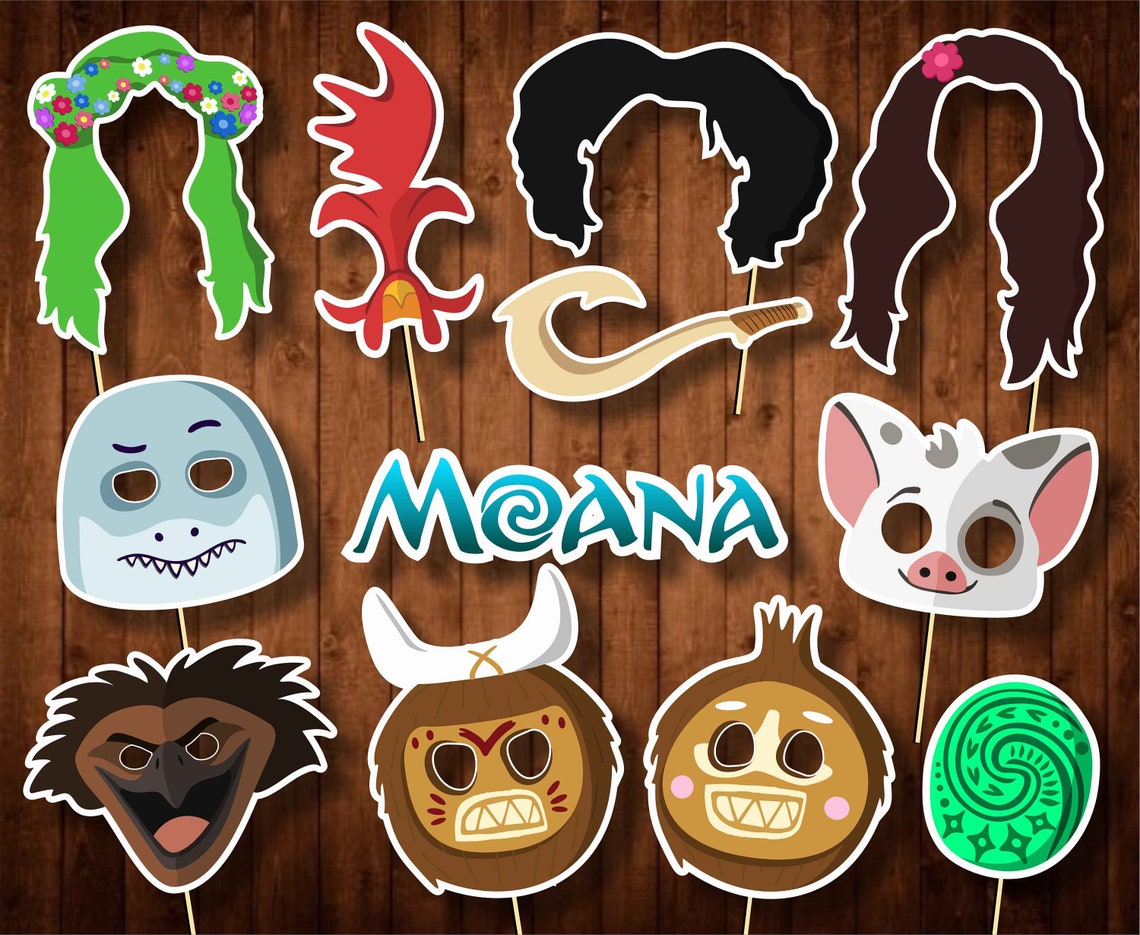 Moana Photo Booth Props Printable Party Decorations Birthday | Etsy