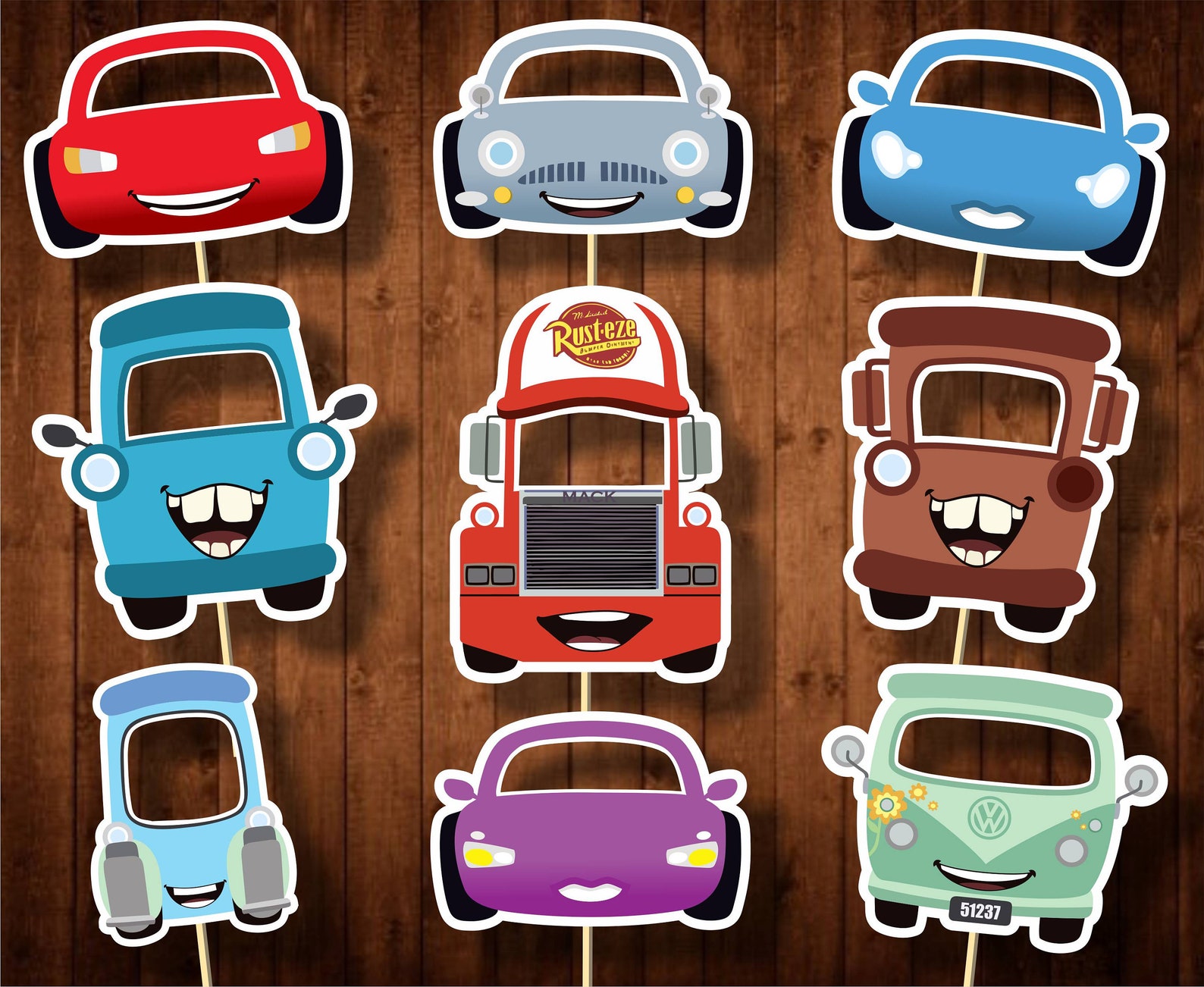 Cars Photo Booth Props Party Decorations Birthday Supplies Etsy