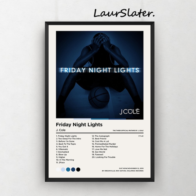 J. Cole Friday Night Lights Poster / Tracklist Album Cover Etsy
