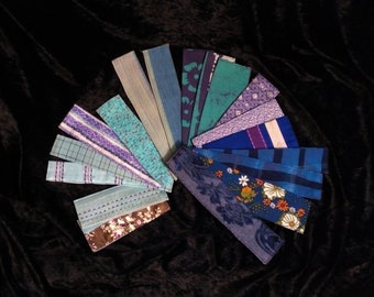 Bookmarks blue, fabric bookmarks, bright colors, bookmark collections