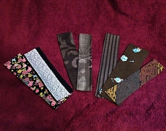 Bookmarks black and brown, fabric bookmarks dark colors, bookmark collections