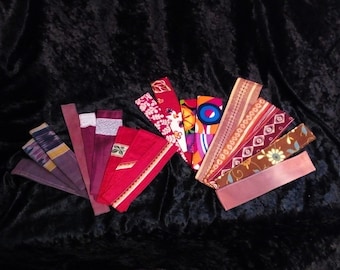 Bookmarks purple and red, fabric bookmarks bright colors, bookmark collections