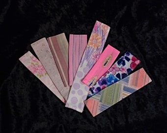 Bookmarks pink, fabric bookmarks, light colors, bookmark collections