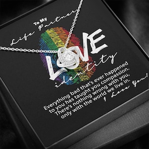 LGBTQ Orgulho Lésbico Amor Ganha Pingente Charme Colar Cartão de Mensagem Presente Para Ela