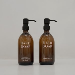 Glass soap dispenser for shower gel, shampoo, hand soap, dish soap and conditioner in black / 250ml or 500ml