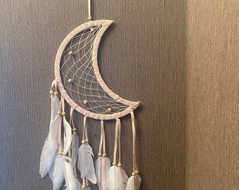 Weißer Mond Traumfänger, Boho Wandbehang, Schlafzimmer Dekoration, Weihnachtsgeschenke