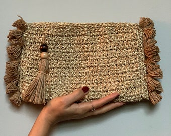 Raffia zipper clutch bag, Boho Straw Clutch Bag, Summer Bag, Beach Purse, Women's Bag,Mother's day Gift