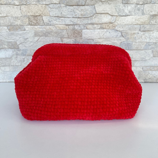 Woven Clutch  Bag, Red  Knitted Clutch Bag, Cloud Purse, Woven Soft Touch Party Bag, Christmas Gift For Her, Mother's Day Gift