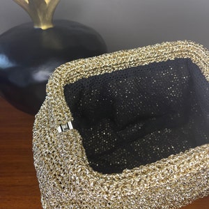 Gold Clutch Bag, Glitter Golden Pouch, Gold Bridal Purse, Valentinstagsgeschenk, gewebte Tasche, Geschenk für sie, Taschen für Frau, Bild 2