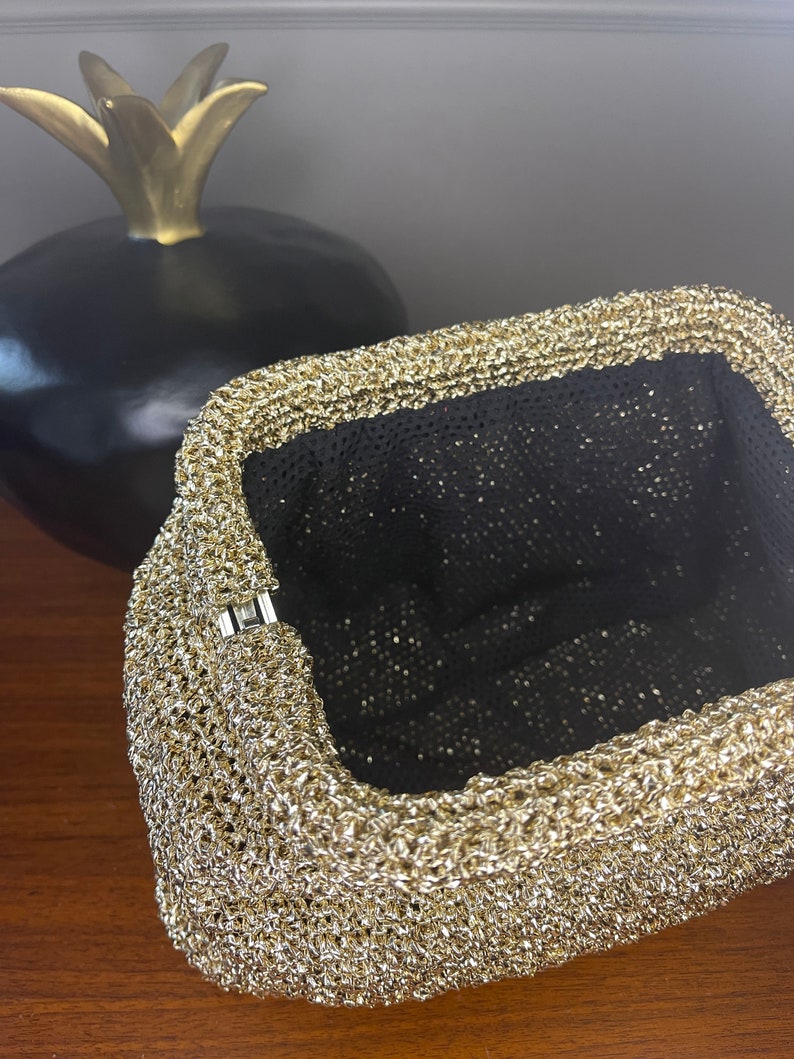 Gold Clutch Bag, Glitter Golden Pouch, Gold Bridal Purse, Valentinstagsgeschenk, gewebte Tasche, Geschenk für sie, Taschen für Frau, Bild 2