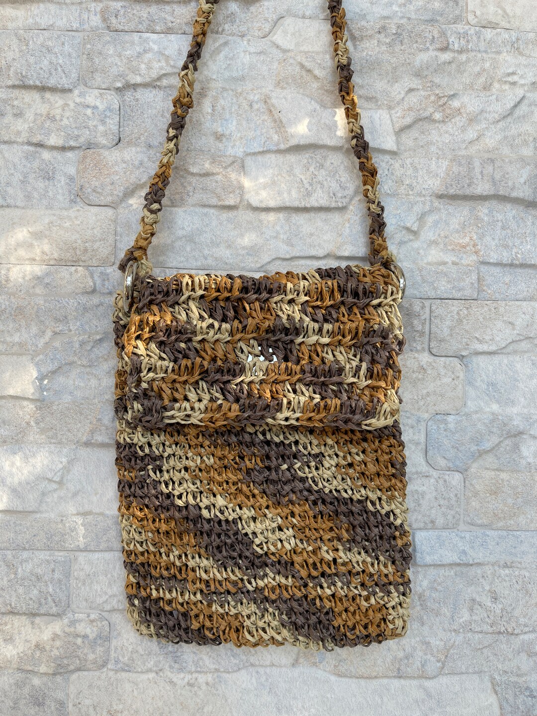 Small Raffia Cross Body Handmade Small Size Raffia Crossbody Bag, Crochet Straw Phone Case ...