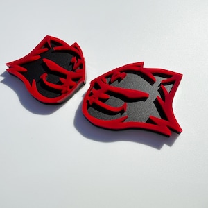 Pair Hellkitten Head fender badge emblems Hell Kitten