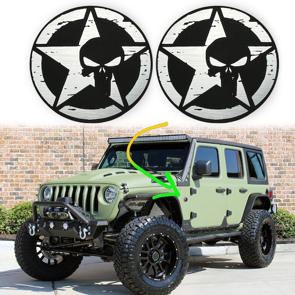 2 PUNISHER Rated 4x4 fender badge emblem