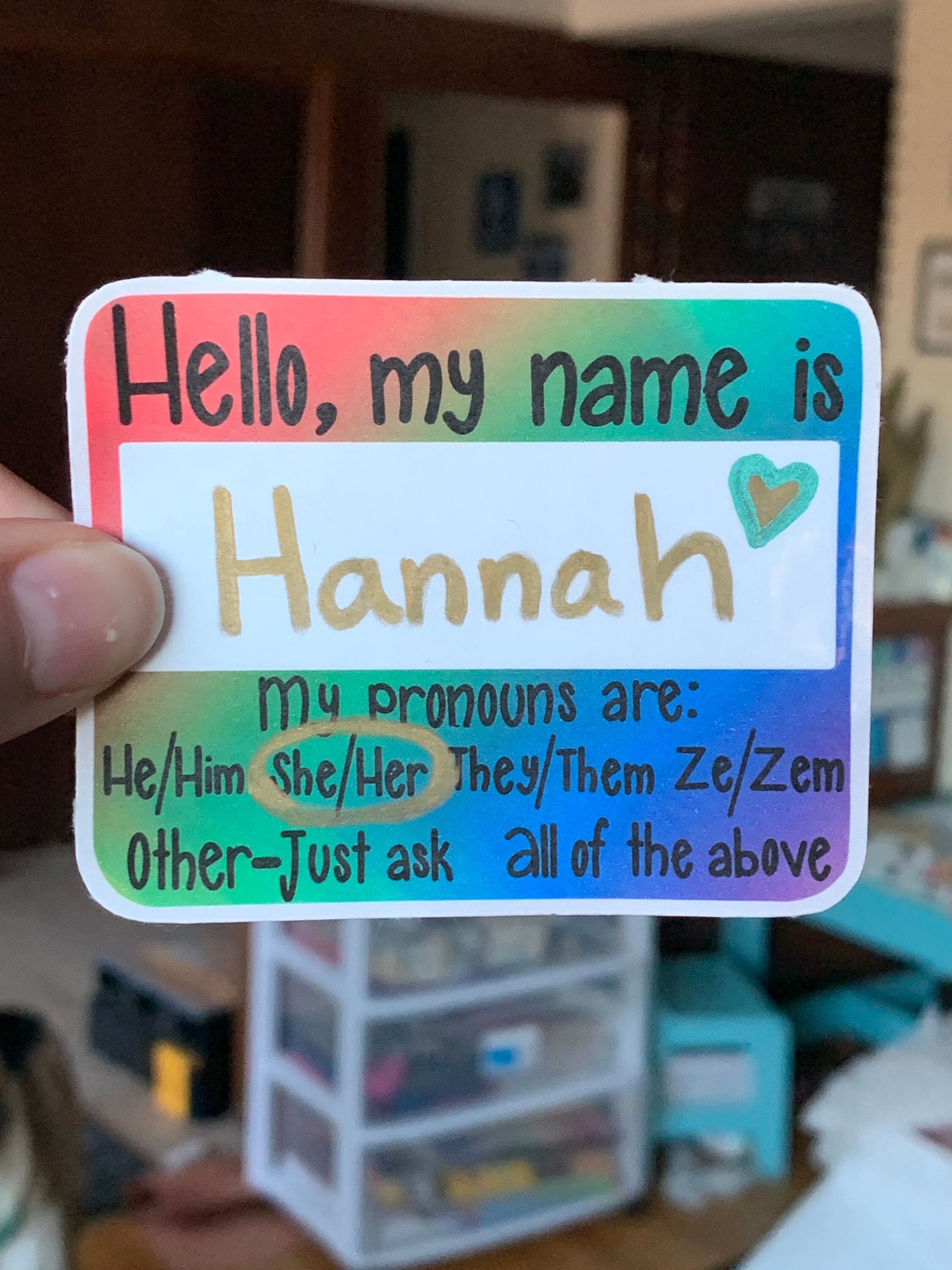 Hello My Name Is Gender Pronoun Sticker Laptop Decal Etsy Israel