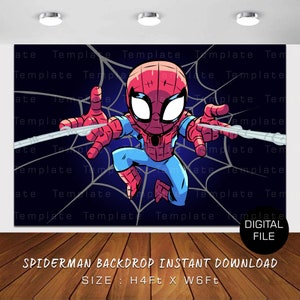 Spiderman Birthday Backdrop: Kids Superhero Party (Digital Download)