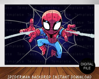 Fondo de cumpleaños de Spiderman: Fiesta infantil de superhéroes (Descarga digital)