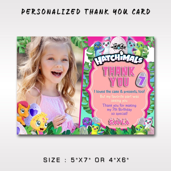 Hatchimals Thank You Cards With Photo, Hatchimals Thank You Cards With Picture, Hatchimal Thank You Cards With Photo, Hatchimals Thank You