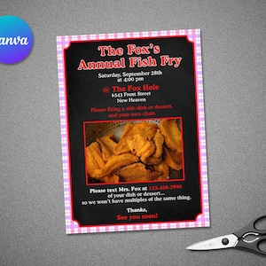 Editable Fish Fry Party Invitation Picnic, BBQ, Church Event (Digital Download)