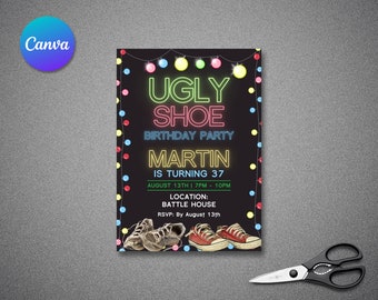 Ugly Shoe Birthday Party Invitation: Editable Sneaker Design (Digital Download)
