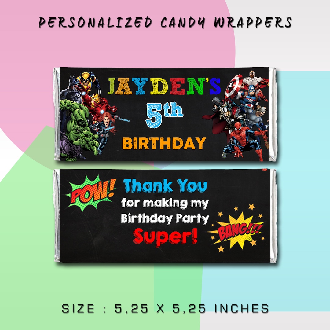 Superheroes Candy Bar Wrappers | Avengers Candy Bar Wrappers | Superhero Candy Bar Wrappers ...