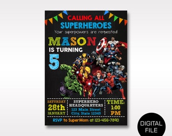Avengers Birthday Invitation: Superhero Party (Digital Download)
