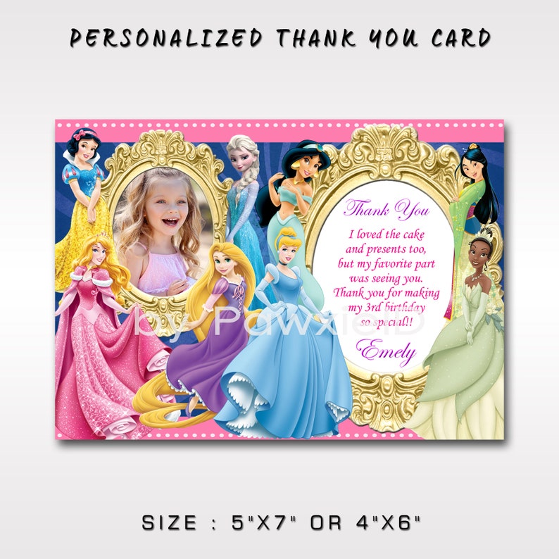 Princess Message Princess Photo Thank You Card: Personalized Note (digital Download) - Etsy