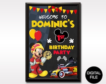 Mickey Roadster Racer Birthday Welcome Sign (Digital File)
