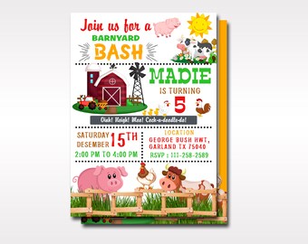 Farm Birthday Invitation: Barnyard Girl's Bash (Digital File)