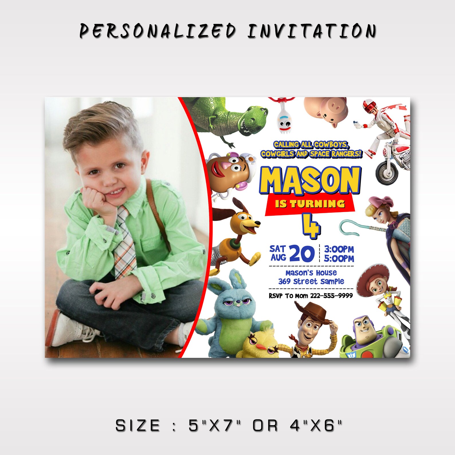 Toy Story Birthday Invitation With Picture Toy Story Birthday Etsy