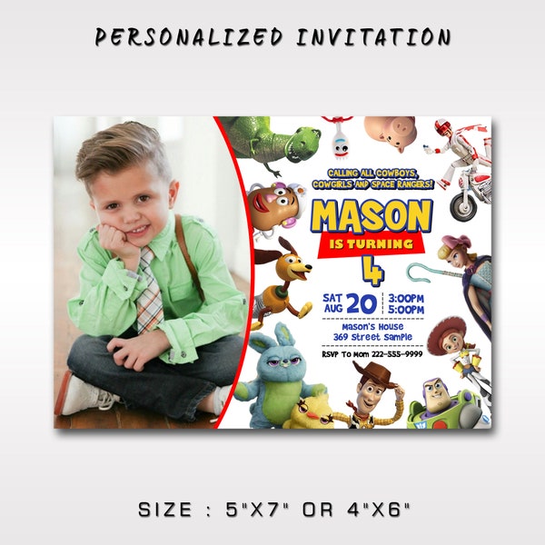 Toy Story Birthday Invitation With Picture, Toy Story Birthday Invitation With Photo, Toy Story Birthday Invitation