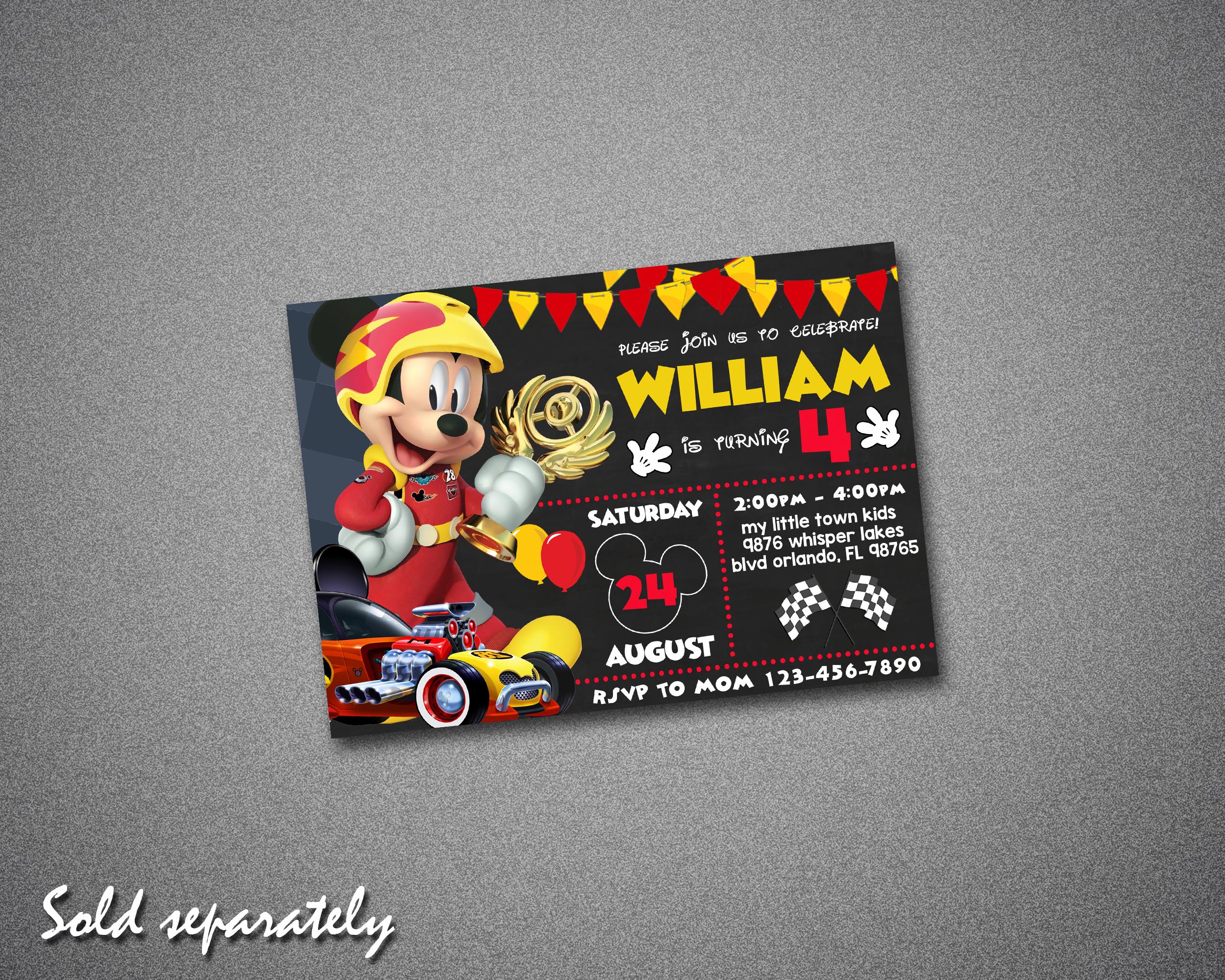 Thank You Racers Mickey Roadster Racers Thank You Card With Photo (digital File) - Etsy