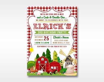 Farm Animals Birthday Invitation: Personalized 5x7 or 4x6 (Digital File)