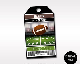 Personalized Football Birthday Thank You Tags (Digital File)