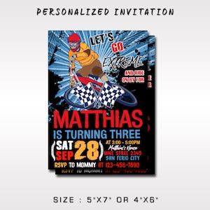 BMX Bike Birthday Party Invitation, Mountain Bike Invitation, BMX Bike Invitation, Bike Birthday Invitation