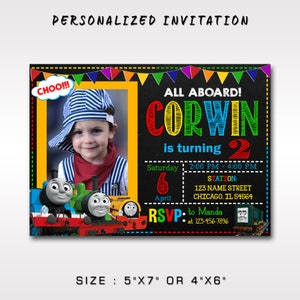 Invitaciones de cumpleaños de Thomas el tren, invitaciones de Thomas el tren, invitaciones de cumpleaños de Thomas el tren con foto