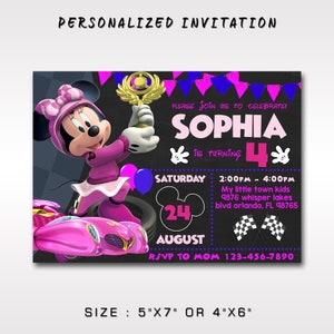 Invito Minnie And The Roadster Racers / Invito di compleanno Minnie Mouse