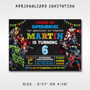 Superheroes Birthday Party Invitation | Superhero Birthday Party Invitation | Avengers Birthday Party Invitation