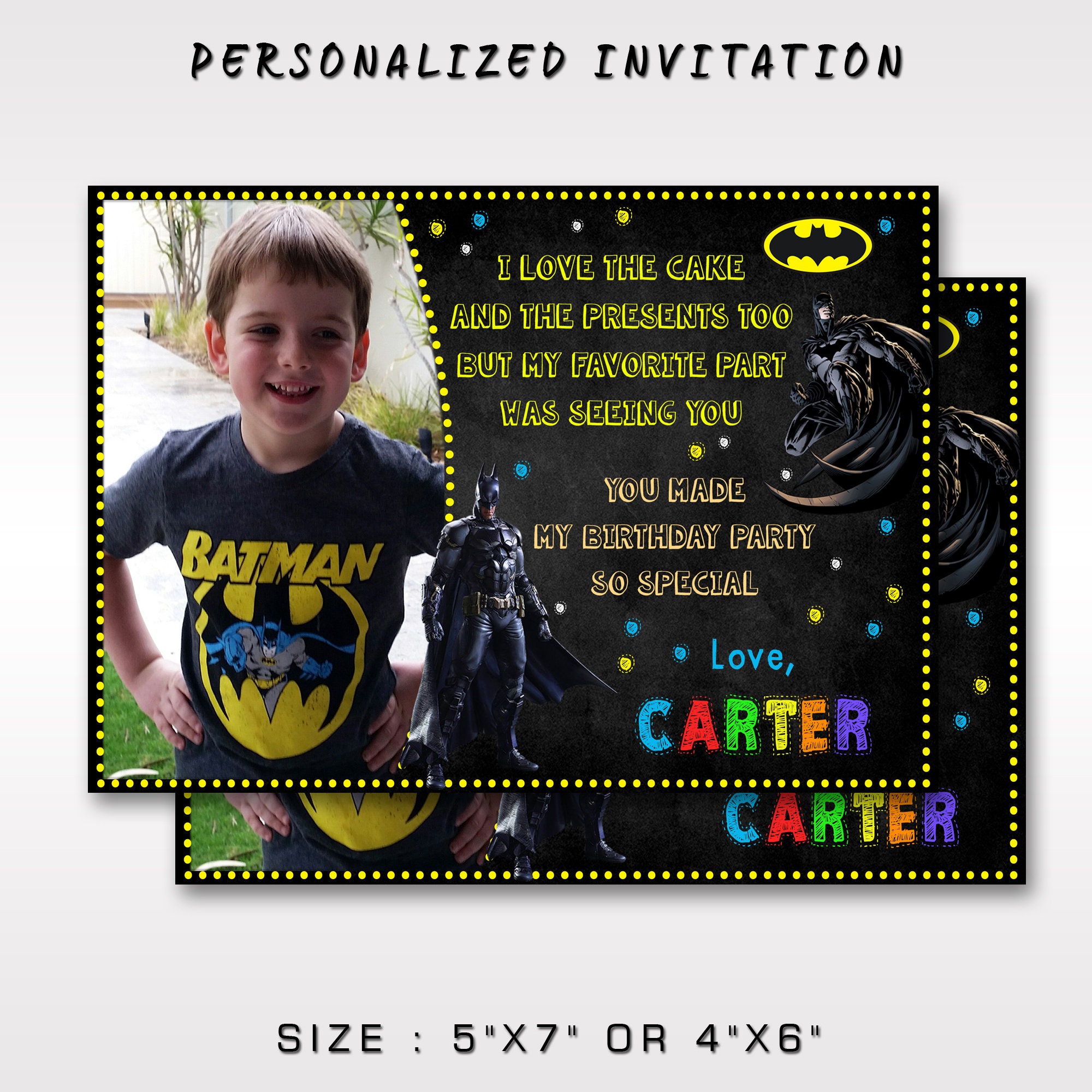 Batman Thank You Card With Photo | Etsy