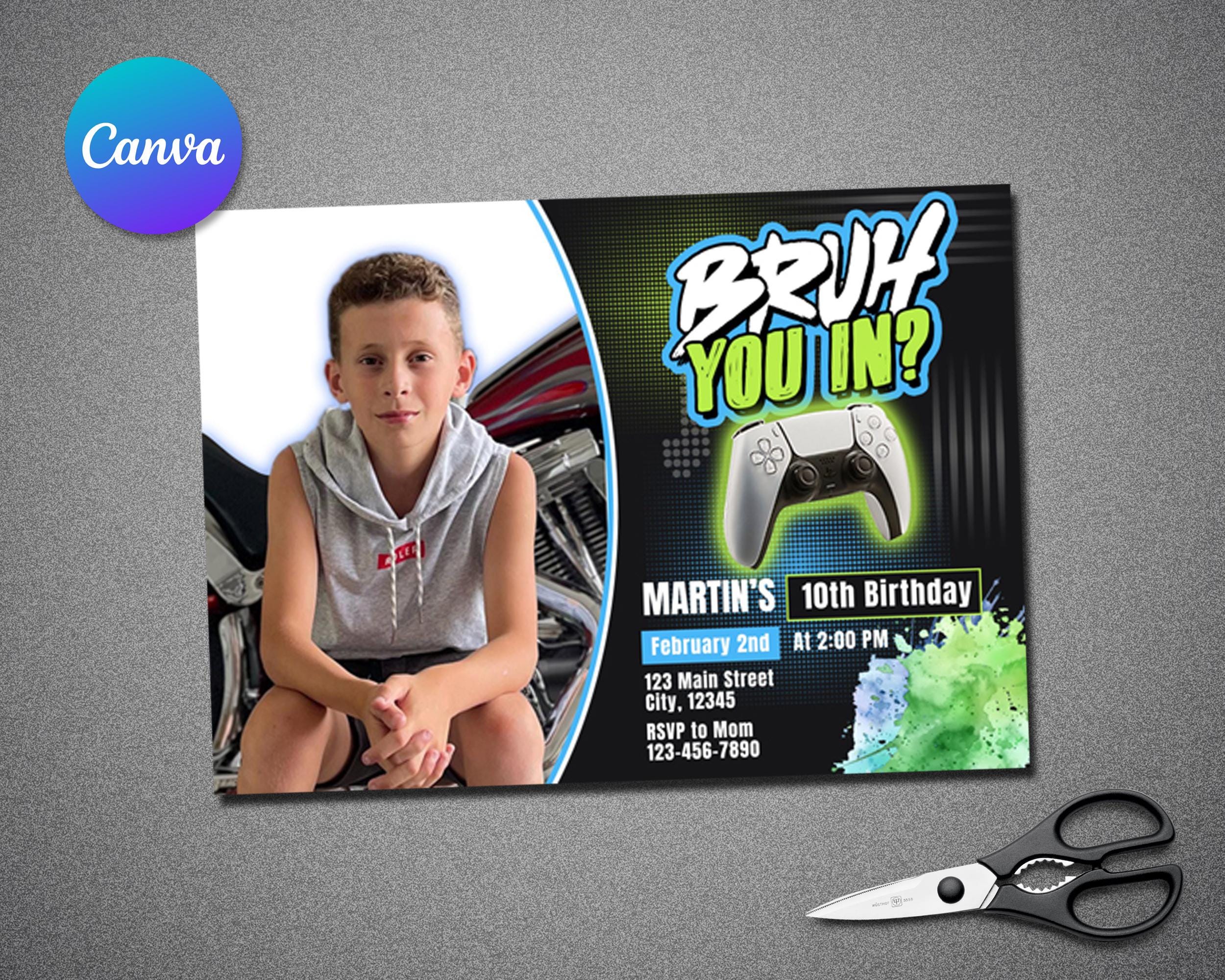 EDITABLE Gaming PS5 Birthday Party Invitation With Photo | Game PS55 Editable Birthday Party Invitation Template