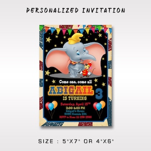 Dumbo Birthday Invitation: Personalized Party Invite (Digital Download)