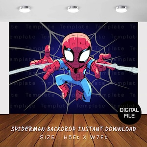 Spiderman Birthday Backdrop: Superhero Kids Background (5x7 ft Digital Download)